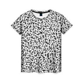 Женская футболка 3D с принтом буквы ЙУХАН в Белгороде, 100% полиэфир ( синтетическое хлопкоподобное полотно) | прямой крой, круглый вырез горловины, длина до линии бедер | алфавит | белый | буквы | паттрен | слово | узор