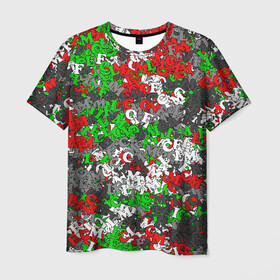 Мужская футболка 3D с принтом Камуфляж с буквами FCLM в Белгороде, 100% полиэфир | прямой крой, круглый вырез горловины, длина до линии бедер | Тематика изображения на принте: зеленый | клуб | красно зеленый | красный | локо | локомотив | москва | паттерн
