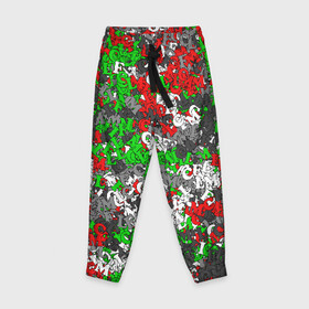 Детские брюки 3D с принтом Камуфляж с буквами FCLM в Белгороде, 100% полиэстер | манжеты по низу, эластичный пояс регулируется шнурком, по бокам два кармана без застежек, внутренняя часть кармана из мелкой сетки | Тематика изображения на принте: зеленый | клуб | красно зеленый | красный | локо | локомотив | москва | паттерн
