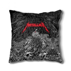 Подушка 3D с принтом Metallica в Белгороде, наволочка – 100% полиэстер, наполнитель – холлофайбер (легкий наполнитель, не вызывает аллергию). | состоит из подушки и наволочки. Наволочка на молнии, легко снимается для стирки | american | bird | eagle | james hetfield | kirk hammett | lars ulrich | metal band | metallica | red eye | robert trujillo | scream | skull | американская | джеймс хетфилд | кирк хэмметт | красный глаз | крик | ларс ульрих | метал группа | метал