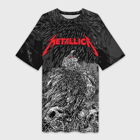 Платье-футболка 3D с принтом Metallica в Белгороде,  |  | american | bird | eagle | james hetfield | kirk hammett | lars ulrich | metal band | metallica | red eye | robert trujillo | scream | skull | американская | джеймс хетфилд | кирк хэмметт | красный глаз | крик | ларс ульрих | метал группа | метал