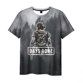 Мужская футболка 3D с принтом Days Gone в Белгороде, 100% полиэфир | прямой крой, круглый вырез горловины, длина до линии бедер | days gone | лес | лого | персонаж