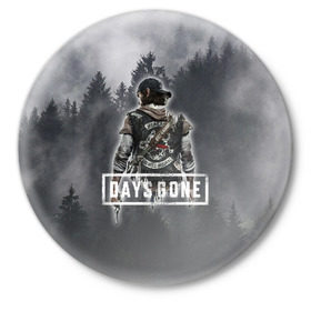 Значок с принтом Days Gone в Белгороде,  металл | круглая форма, металлическая застежка в виде булавки | days gone | лес | лого | персонаж