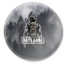 Значок с принтом Days Gone в Белгороде,  металл | круглая форма, металлическая застежка в виде булавки | Тематика изображения на принте: days gone | лес | лого | персонаж