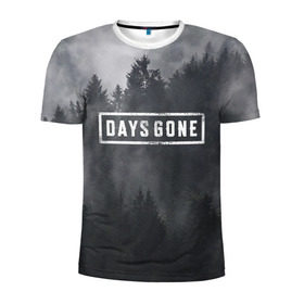 Мужская футболка 3D спортивная с принтом Days Gone в Белгороде, 100% полиэстер с улучшенными характеристиками | приталенный силуэт, круглая горловина, широкие плечи, сужается к линии бедра | days gone | игра | лес | лого