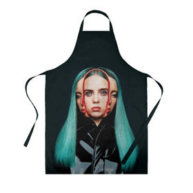 Фартук 3D с принтом BILLIE EILISH в Белгороде, 100% полиэстер | общий размер — 65 х 85 см, ширина нагрудника — 26 см, горловина — 53 см, длина завязок — 54 см, общий обхват в поясе — 173 см. Принт на завязках и на горловине наносится с двух сторон, на основной части фартука — только с внешней стороны | ayelish | bad guy | bellyache | bilie eilish | bilie elish | billie | billie eilish | eilish | electronic | elish | music | били айлиш | билли айлиш | эйлиш | элиш