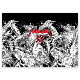 Поздравительная открытка с принтом Metallica в Белгороде, 100% бумага | плотность бумаги 280 г/м2, матовая, на обратной стороне линовка и место для марки
 | american | angry | emblem | james hetfield | kirk hammett | la | live | logo | metal band | metallica | rats | ravens | zombies | американская | вороны | джеймс хетфилд | живые | злые | зомби | кирк хэмметт | крысы | ларс ульрих | логотип | мета