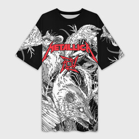 Платье-футболка 3D с принтом Metallica в Белгороде,  |  | american | angry | emblem | james hetfield | kirk hammett | la | live | logo | metal band | metallica | rats | ravens | zombies | американская | вороны | джеймс хетфилд | живые | злые | зомби | кирк хэмметт | крысы | ларс ульрих | логотип | мета
