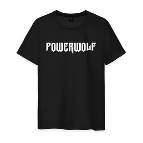 Мужская футболка хлопок с принтом POWERWOLF в Белгороде, 100% хлопок | прямой крой, круглый вырез горловины, длина до линии бедер, слегка спущенное плечо. | powerwolf | wolf