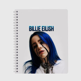 Тетрадь с принтом BILLIE EILISH в Белгороде, 100% бумага | 48 листов, плотность листов — 60 г/м2, плотность картонной обложки — 250 г/м2. Листы скреплены сбоку удобной пружинной спиралью. Уголки страниц и обложки скругленные. Цвет линий — светло-серый
 | ayelish | bad guy | bellyache | bilie eilish | bilie elish | billie | billie eilish | eilish | electronic | elish | music | били айлиш | билли айлиш | эйлиш | элиш