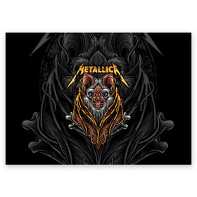 Поздравительная открытка с принтом Metallica  в Белгороде, 100% бумага | плотность бумаги 280 г/м2, матовая, на обратной стороне линовка и место для марки
 | american | bat | bones | emblem | fangs | james hetfield | kirk hammett | metal band | metallica | mouse | music | rock | vampire | американская | вампир | джеймс хетфилд | кирк хэмметт | клыки | кости | ларс ульрих | летучая | метал группа | мет