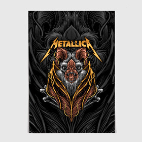 Постер с принтом Metallica  в Белгороде, 100% бумага
 | бумага, плотность 150 мг. Матовая, но за счет высокого коэффициента гладкости имеет небольшой блеск и дает на свету блики, но в отличии от глянцевой бумаги не покрыта лаком | american | bat | bones | emblem | fangs | james hetfield | kirk hammett | metal band | metallica | mouse | music | rock | vampire | американская | вампир | джеймс хетфилд | кирк хэмметт | клыки | кости | ларс ульрих | летучая | метал группа | мет