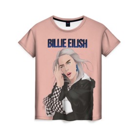 Женская футболка 3D с принтом BILLIE EILISH в Белгороде, 100% полиэфир ( синтетическое хлопкоподобное полотно) | прямой крой, круглый вырез горловины, длина до линии бедер | ayelish | bad guy | bellyache | bilie eilish | bilie elish | billie | billie eilish | eilish | electronic | elish | music | били айлиш | билли айлиш | эйлиш | элиш