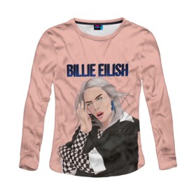 Женский лонгслив 3D с принтом BILLIE EILISH в Белгороде, 100% полиэстер | длинные рукава, круглый вырез горловины, полуприлегающий силуэт | ayelish | bad guy | bellyache | bilie eilish | bilie elish | billie | billie eilish | eilish | electronic | elish | music | били айлиш | билли айлиш | эйлиш | элиш