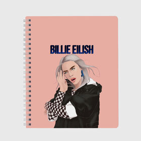 Тетрадь с принтом BILLIE EILISH в Белгороде, 100% бумага | 48 листов, плотность листов — 60 г/м2, плотность картонной обложки — 250 г/м2. Листы скреплены сбоку удобной пружинной спиралью. Уголки страниц и обложки скругленные. Цвет линий — светло-серый
 | ayelish | bad guy | bellyache | bilie eilish | bilie elish | billie | billie eilish | eilish | electronic | elish | music | били айлиш | билли айлиш | эйлиш | элиш