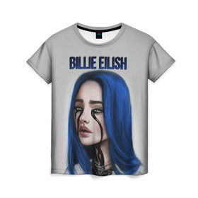 Женская футболка 3D с принтом BILLIE EILISH в Белгороде, 100% полиэфир ( синтетическое хлопкоподобное полотно) | прямой крой, круглый вырез горловины, длина до линии бедер | ayelish | bad guy | bellyache | bilie eilish | bilie elish | billie | billie eilish | eilish | electronic | elish | music | били айлиш | билли айлиш | эйлиш | элиш