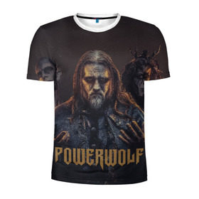 Мужская футболка 3D спортивная с принтом Powerwolf в Белгороде, 100% полиэстер с улучшенными характеристиками | приталенный силуэт, круглая горловина, широкие плечи, сужается к линии бедра | powerwolf | метал | повервольф | повервульф | рок