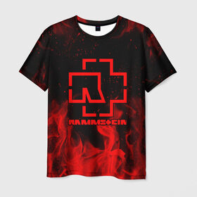Мужская футболка 3D с принтом RAMMSTEIN в Белгороде, 100% полиэфир | прямой крой, круглый вырез горловины, длина до линии бедер | fire | flake | rammstein | smoke | дым | огонь | пламя | пожар | рамштайн