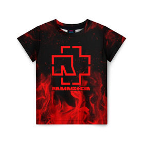 Детская футболка 3D с принтом RAMMSTEIN в Белгороде, 100% гипоаллергенный полиэфир | прямой крой, круглый вырез горловины, длина до линии бедер, чуть спущенное плечо, ткань немного тянется | fire | flake | rammstein | smoke | дым | огонь | пламя | пожар | рамштайн