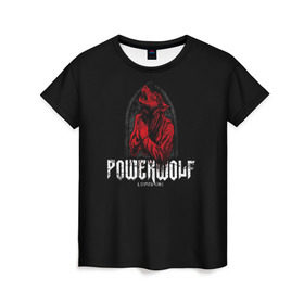 Женская футболка 3D с принтом Powerwolf в Белгороде, 100% полиэфир ( синтетическое хлопкоподобное полотно) | прямой крой, круглый вырез горловины, длина до линии бедер | Тематика изображения на принте: powerwolf | метал | повервольф | повервульф | рок