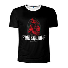Мужская футболка 3D спортивная с принтом Powerwolf в Белгороде, 100% полиэстер с улучшенными характеристиками | приталенный силуэт, круглая горловина, широкие плечи, сужается к линии бедра | powerwolf | метал | повервольф | повервульф | рок