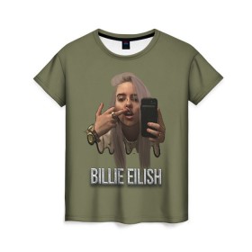 Женская футболка 3D с принтом BILLIE EILISH в Белгороде, 100% полиэфир ( синтетическое хлопкоподобное полотно) | прямой крой, круглый вырез горловины, длина до линии бедер | ayelish | bad guy | bellyache | bilie eilish | bilie elish | billie | billie eilish | eilish | electronic | elish | music | били айлиш | билли айлиш | эйлиш | элиш