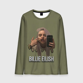 Мужской лонгслив 3D с принтом BILLIE EILISH в Белгороде, 100% полиэстер | длинные рукава, круглый вырез горловины, полуприлегающий силуэт | ayelish | bad guy | bellyache | bilie eilish | bilie elish | billie | billie eilish | eilish | electronic | elish | music | били айлиш | билли айлиш | эйлиш | элиш