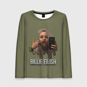 Женский лонгслив 3D с принтом BILLIE EILISH в Белгороде, 100% полиэстер | длинные рукава, круглый вырез горловины, полуприлегающий силуэт | ayelish | bad guy | bellyache | bilie eilish | bilie elish | billie | billie eilish | eilish | electronic | elish | music | били айлиш | билли айлиш | эйлиш | элиш