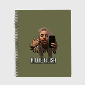 Тетрадь с принтом BILLIE EILISH в Белгороде, 100% бумага | 48 листов, плотность листов — 60 г/м2, плотность картонной обложки — 250 г/м2. Листы скреплены сбоку удобной пружинной спиралью. Уголки страниц и обложки скругленные. Цвет линий — светло-серый
 | ayelish | bad guy | bellyache | bilie eilish | bilie elish | billie | billie eilish | eilish | electronic | elish | music | били айлиш | билли айлиш | эйлиш | элиш