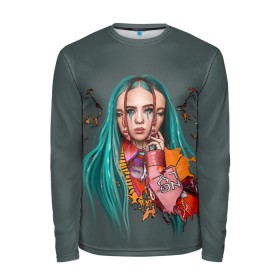 Мужской лонгслив 3D с принтом BILLIE EILISH в Белгороде, 100% полиэстер | длинные рукава, круглый вырез горловины, полуприлегающий силуэт | ayelish | bad guy | bellyache | bilie eilish | bilie elish | billie | billie eilish | eilish | electronic | elish | music | били айлиш | билли айлиш | эйлиш | элиш