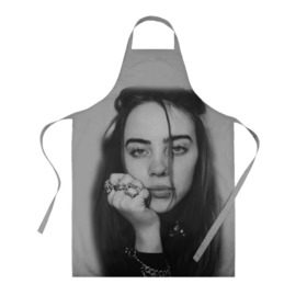 Фартук 3D с принтом BILLIE EILISH в Белгороде, 100% полиэстер | общий размер — 65 х 85 см, ширина нагрудника — 26 см, горловина — 53 см, длина завязок — 54 см, общий обхват в поясе — 173 см. Принт на завязках и на горловине наносится с двух сторон, на основной части фартука — только с внешней стороны | ayelish | bad guy | bellyache | bilie eilish | bilie elish | billie | billie eilish | eilish | electronic | elish | music | били айлиш | билли айлиш | эйлиш | элиш