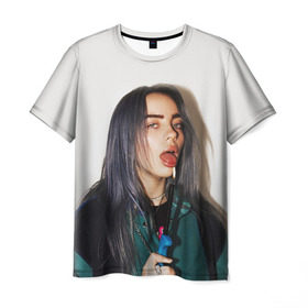 Мужская футболка 3D с принтом BILLIE EILISH в Белгороде, 100% полиэфир | прямой крой, круглый вырез горловины, длина до линии бедер | ayelish | bad guy | bellyache | bilie eilish | bilie elish | billie | billie eilish | eilish | electronic | elish | music | били айлиш | билли айлиш | эйлиш | элиш