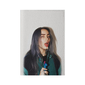 Обложка для паспорта матовая кожа с принтом BILLIE EILISH в Белгороде, натуральная матовая кожа | размер 19,3 х 13,7 см; прозрачные пластиковые крепления | ayelish | bad guy | bellyache | bilie eilish | bilie elish | billie | billie eilish | eilish | electronic | elish | music | били айлиш | билли айлиш | эйлиш | элиш