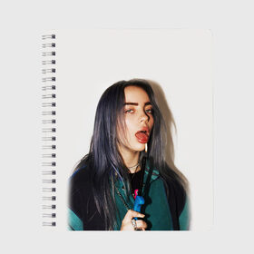 Тетрадь с принтом BILLIE EILISH в Белгороде, 100% бумага | 48 листов, плотность листов — 60 г/м2, плотность картонной обложки — 250 г/м2. Листы скреплены сбоку удобной пружинной спиралью. Уголки страниц и обложки скругленные. Цвет линий — светло-серый
 | ayelish | bad guy | bellyache | bilie eilish | bilie elish | billie | billie eilish | eilish | electronic | elish | music | били айлиш | билли айлиш | эйлиш | элиш