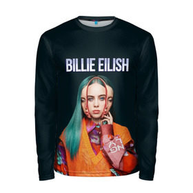 Мужской лонгслив 3D с принтом BILLIE EILISH в Белгороде, 100% полиэстер | длинные рукава, круглый вырез горловины, полуприлегающий силуэт | ayelish | bad guy | bellyache | bilie eilish | bilie elish | billie | billie eilish | eilish | electronic | elish | music | били айлиш | билли айлиш | эйлиш | элиш