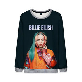 Мужской свитшот 3D с принтом BILLIE EILISH в Белгороде, 100% полиэстер с мягким внутренним слоем | круглый вырез горловины, мягкая резинка на манжетах и поясе, свободная посадка по фигуре | ayelish | bad guy | bellyache | bilie eilish | bilie elish | billie | billie eilish | eilish | electronic | elish | music | били айлиш | билли айлиш | эйлиш | элиш