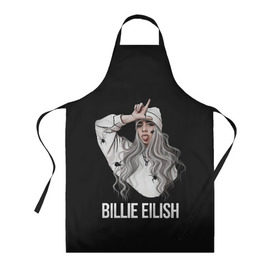 Фартук 3D с принтом BILLIE EILISH в Белгороде, 100% полиэстер | общий размер — 65 х 85 см, ширина нагрудника — 26 см, горловина — 53 см, длина завязок — 54 см, общий обхват в поясе — 173 см. Принт на завязках и на горловине наносится с двух сторон, на основной части фартука — только с внешней стороны | ayelish | bad guy | bellyache | bilie eilish | bilie elish | billie | billie eilish | eilish | electronic | elish | music | били айлиш | билли айлиш | эйлиш | элиш