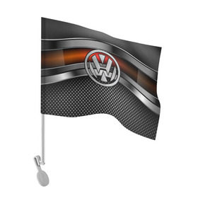 Флаг для автомобиля с принтом Volkswagen Metal в Белгороде, 100% полиэстер | Размер: 30*21 см | volkswagen | авто | волксваген | вольсваген | железо | кольчуга | лого авто | метал | металлическая | сетка | сталь | цепи