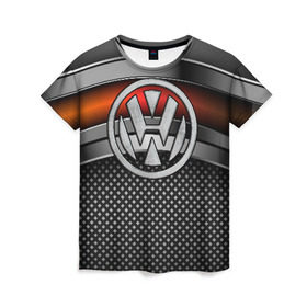 Женская футболка 3D с принтом Volkswagen Metal в Белгороде, 100% полиэфир ( синтетическое хлопкоподобное полотно) | прямой крой, круглый вырез горловины, длина до линии бедер | volkswagen | авто | волксваген | вольсваген | железо | кольчуга | лого авто | метал | металлическая | сетка | сталь | цепи