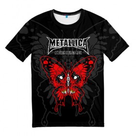 Мужская футболка 3D с принтом Metallica в Белгороде, 100% полиэфир | прямой крой, круглый вырез горловины, длина до линии бедер | american | butterfly | devil | fangs | james hetfield | kirk hammett | metal band | metallica | music | mystic | red | rock | skull | vampire | американская | бабочка | вампир | джеймс хетфилд | дьявол | кирк хэмметт | клыки | красная | ларс ульрих | мета