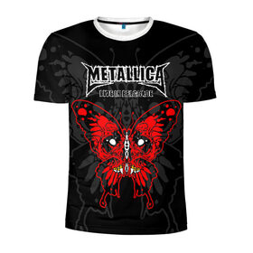 Мужская футболка 3D спортивная с принтом Metallica в Белгороде, 100% полиэстер с улучшенными характеристиками | приталенный силуэт, круглая горловина, широкие плечи, сужается к линии бедра | american | butterfly | devil | fangs | james hetfield | kirk hammett | metal band | metallica | music | mystic | red | rock | skull | vampire | американская | бабочка | вампир | джеймс хетфилд | дьявол | кирк хэмметт | клыки | красная | ларс ульрих | мета