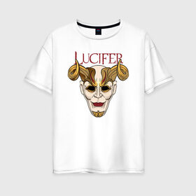 Женская футболка хлопок Oversize с принтом Masquerade в Белгороде, 100% хлопок | свободный крой, круглый ворот, спущенный рукав, длина до линии бедер
 | lucifer | дьявол | маскарад | монстр | рогатый | хэллоуин