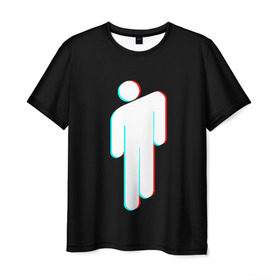 Мужская футболка 3D с принтом BILLIE EILISH в Белгороде, 100% полиэфир | прямой крой, круглый вырез горловины, длина до линии бедер | be | billie | billie eilish | glitch | билли | билли айлиш | глитч