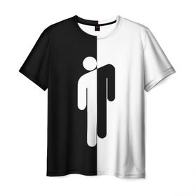 Мужская футболка 3D с принтом BILLIE EILISH в Белгороде, 100% полиэфир | прямой крой, круглый вырез горловины, длина до линии бедер | Тематика изображения на принте: be | billie | billie eilish | билли | билли айлиш