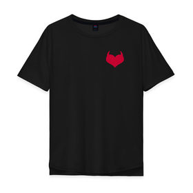 Мужская футболка хлопок Oversize с принтом Lucifer wings в Белгороде, 100% хлопок | свободный крой, круглый ворот, “спинка” длиннее передней части | дьявольское сердечко | коварный | крылья | лайк | рога | сердце | чёртик