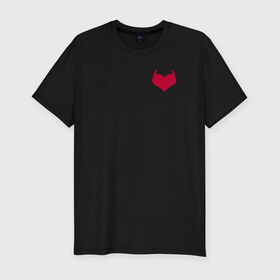 Мужская футболка премиум с принтом Lucifer wings в Белгороде, 92% хлопок, 8% лайкра | приталенный силуэт, круглый вырез ворота, длина до линии бедра, короткий рукав | дьявольское сердечко | коварный | крылья | лайк | рога | сердце | чёртик
