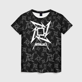 Женская футболка 3D с принтом METALLICA в Белгороде, 100% полиэфир ( синтетическое хлопкоподобное полотно) | прямой крой, круглый вырез горловины, длина до линии бедер | metallica | metallica logo | rock | метал группа | металл | металлика логотип | музыка | рок | трэш метал | хеви метал