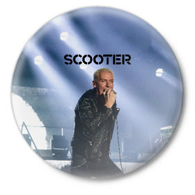 Значок с принтом Scooter в Белгороде,  металл | круглая форма, металлическая застежка в виде булавки | scooter | германия | клуб | клубная музыка | музыка | немецкая группа | скутер | танцевальная | электронная