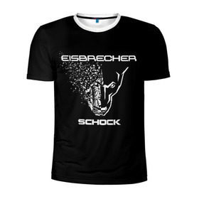 Мужская футболка 3D спортивная с принтом EISBRECHER SCHOCK в Белгороде, 100% полиэстер с улучшенными характеристиками | приталенный силуэт, круглая горловина, широкие плечи, сужается к линии бедра | Тематика изображения на принте: eisbrecher | metal | rock | schock | метал | рок