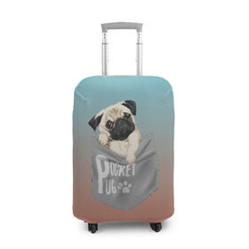 Чехол для чемодана 3D с принтом Карманный мопс в Белгороде, 86% полиэфир, 14% спандекс | двустороннее нанесение принта, прорези для ручек и колес | pug | карман | карманный мопс | малыш | милый | мопс | пес | песик | собака | собачка